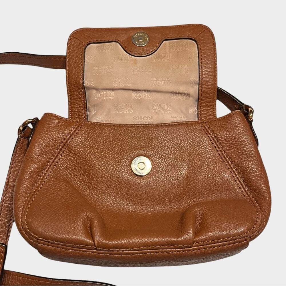 MICHAEL KORS Brown Pebbled Leather Small Mini Crossbody with Gold Plate - Picture 5 of 12